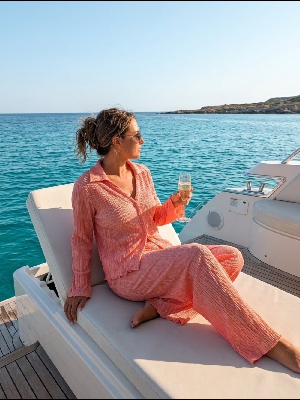 Women’s Coral Pajama-Style Lounge Set